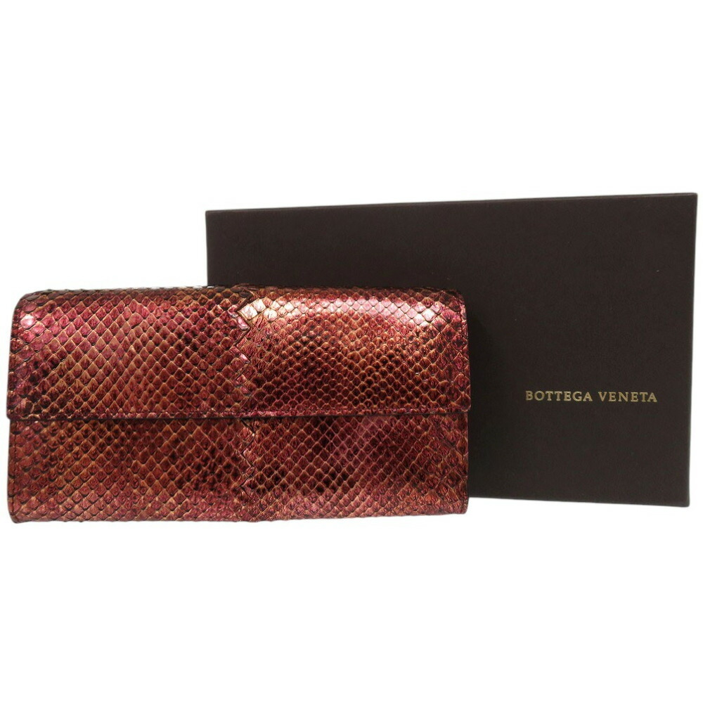 Bottega Veneta Python Bilfold Long Wallet Red Bro… - image 2